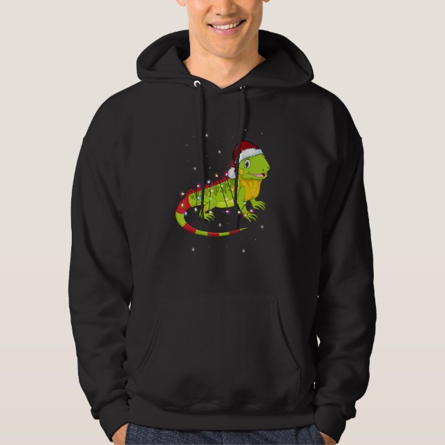 Iguana Christmas Light Sweater Animals Xmas Hoodie (Vorderseite)