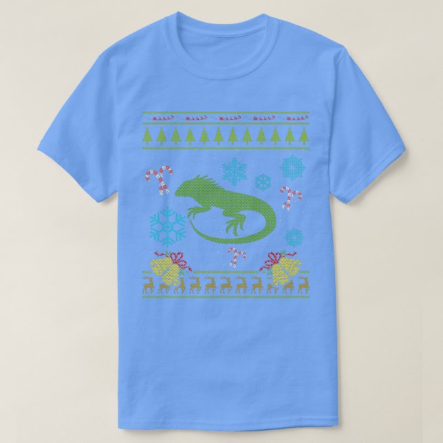 Iguana Christmas Sweater Pet Iguana Pet Reptil T-Shirt (Design vorne)