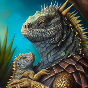 Iguana Daddy und Baby Necktie Krawatte
