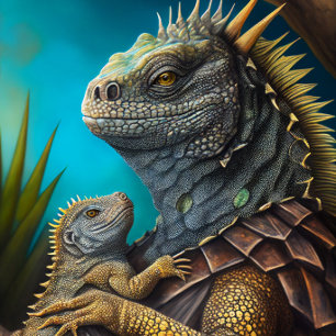 Iguana Daddy und Baby Necktie Krawatte