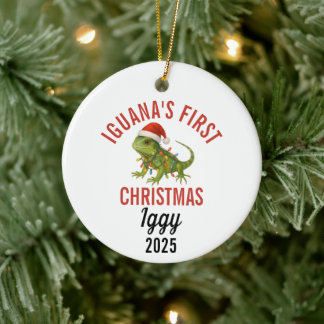 Iguana First Christmas 2025 Keramik Ornament