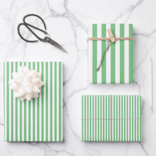 Iguana Green & White Streifen Geschenkpapier Set