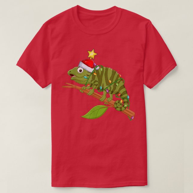 Iguana Lighting Xmas Tree Matching Iguana Christma T-Shirt (Design vorne)