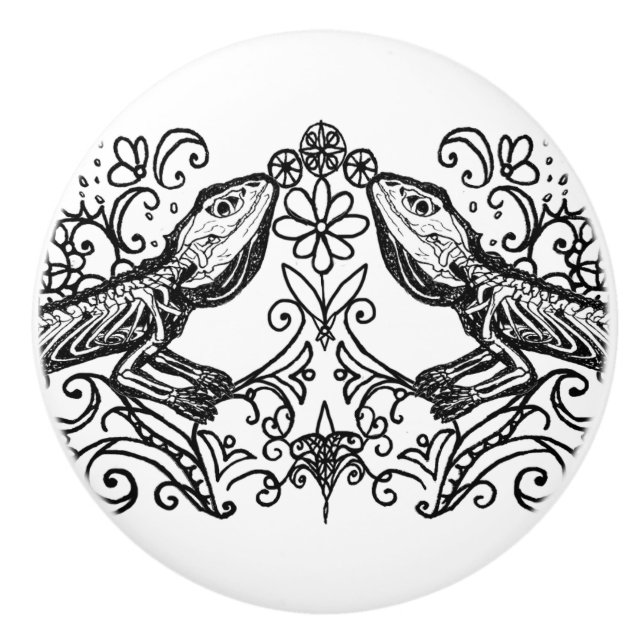 Iguana Lizard Anatomy Ceramic Knob Keramikknauf (Vorderseite)