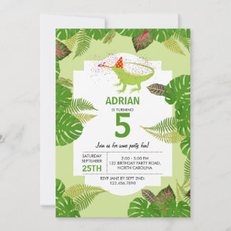 Iguana Lizard Partying Animals Geburtstagsparty Einladung