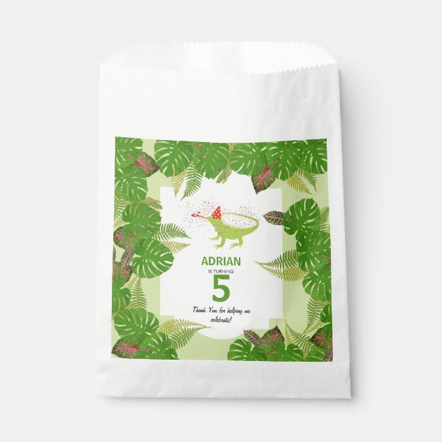 Iguana Lizard Partying Animals Geburtstagsparty Geschenktütchen (Vorderseite)