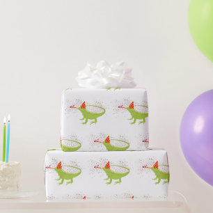 Iguana Lizard Partying Tiere mit Party Geschenkpapier