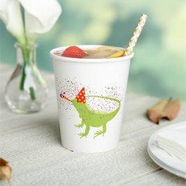 Iguana Lizard Partying Tiere mit Party Pappbecher