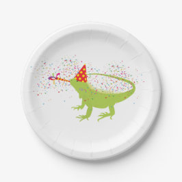Iguana Lizard Partying Tiere mit Party Pappteller