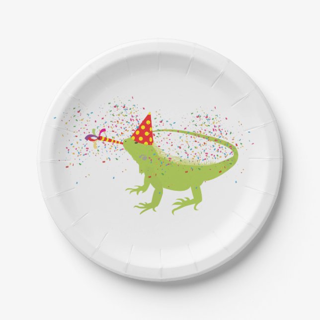 Iguana Lizard Partying Tiere mit Party Pappteller (Vorderseite)
