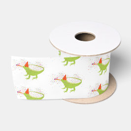 Iguana Lizard Partying Tiere mit Party Satinband