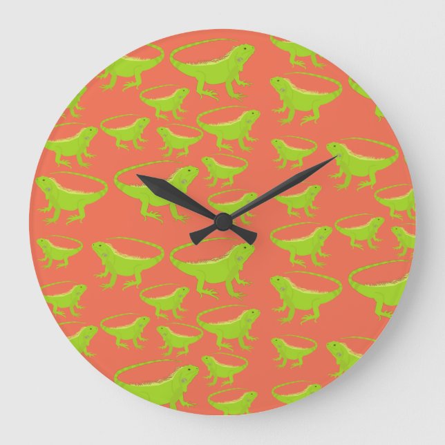 Iguana Lizard Pattern Große Wanduhr (Vorderseite)