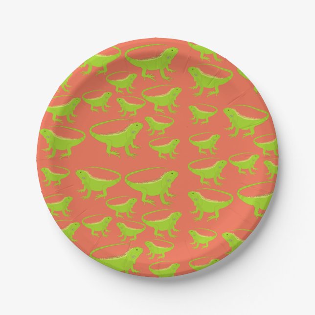 Iguana Lizard Pattern Pappteller (Vorderseite)