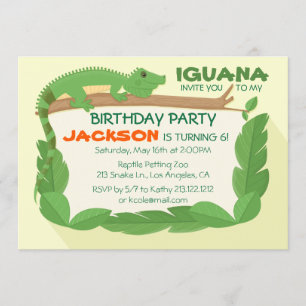 Iguana Lizard Reptile Invitation Anniversaire