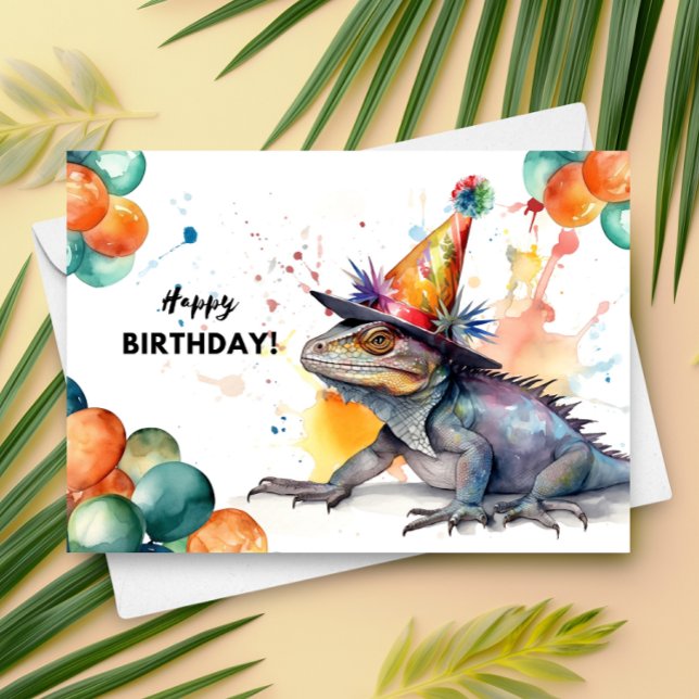 Iguana mit Balloons und Party Happy Birthday Karte (Von Creator hochgeladen)