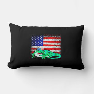 Iguana mit der amerikanischen Flagge Lendenkissen