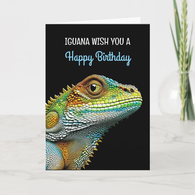 Iguana mit Ihnen einen glücklichen Geburtstag Karte (Vorderseite)