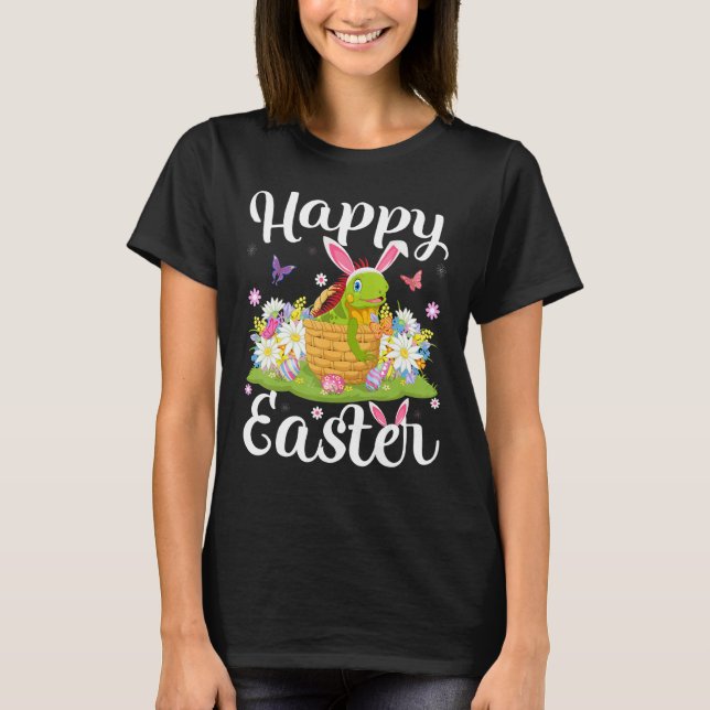 Iguana Ostereier Jagd Floral Iguana Ostersonne T-Shirt (Vorderseite)