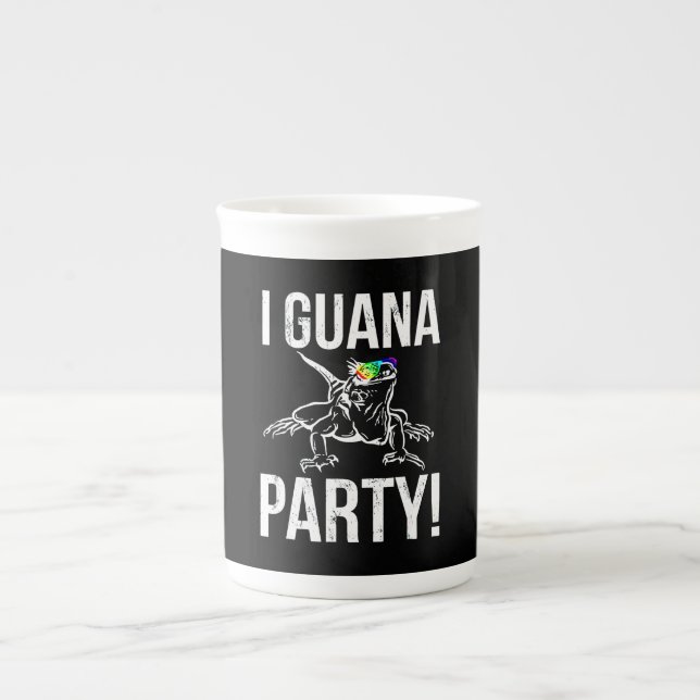 Iguana Party Prozellantasse (Vorderseite)