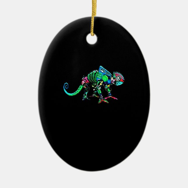 Iguana Roboter Keramik Ornament (Vorne)