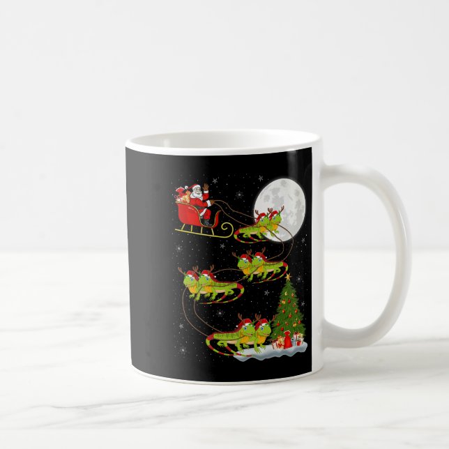 Iguana Santa Sleigh Flying Funny Magical Christmas Kaffeetasse (Rechts)