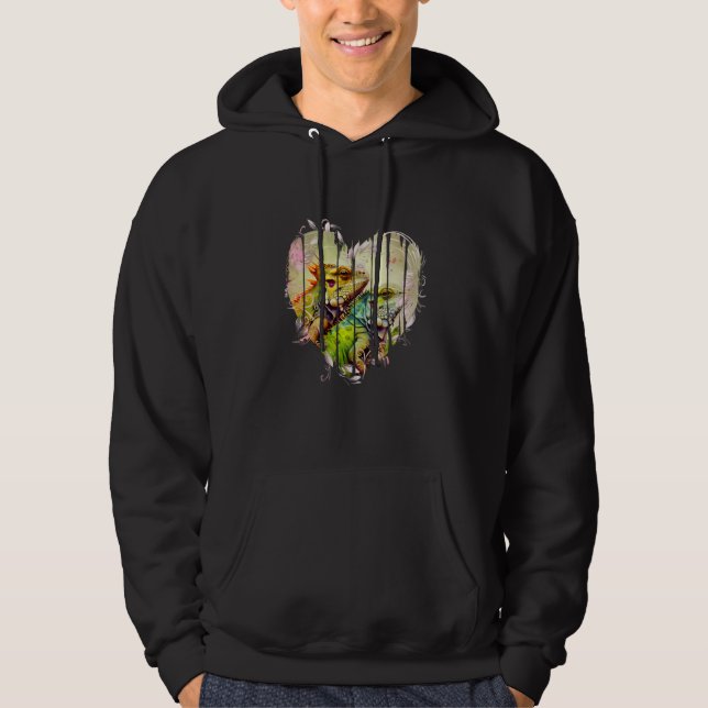 Iguana Valentine's Day Couples Cute Lizard Reptile Hoodie (Vorderseite)