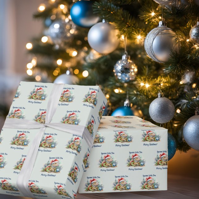 Iguana wünscht Ihnen ein frohes Weihnachtsfest Geschenkpapier (Iguana wish you a merry christmas light green gift wrap
)