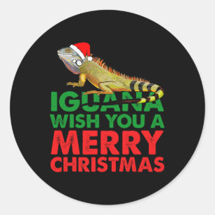 Iguana wünscht Ihnen ein frohes Weihnachtsfest Igu Runder Aufkleber
