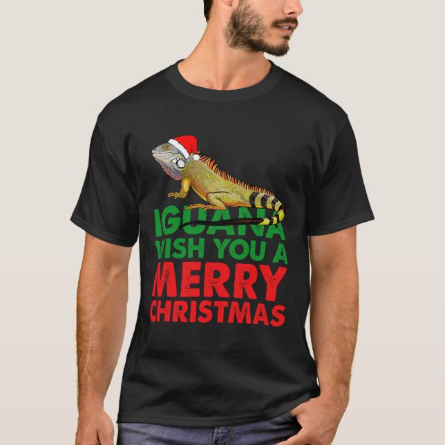 Iguana wünscht Ihnen ein frohes Weihnachtsfest Igu T-Shirt (Vorderseite)