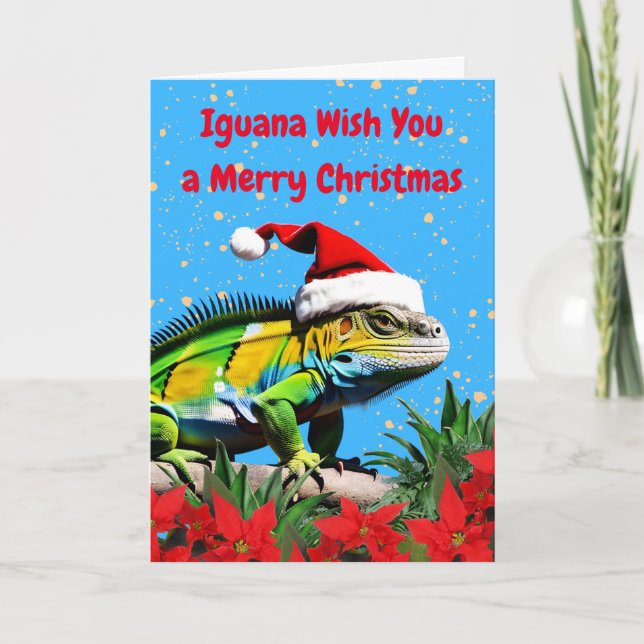 Iguana wünscht Ihnen ein frohes Weihnachtsfest Karte (Vorderseite)