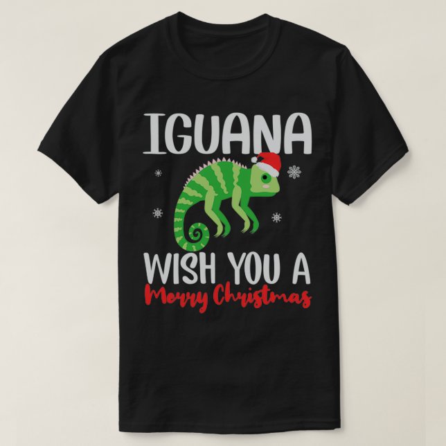 Iguana wünscht Ihnen ein frohes Weihnachtsfest T-Shirt (Design vorne)