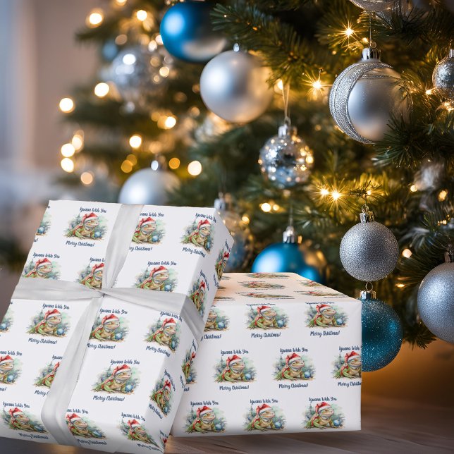 Iguana wünscht Ihnen ein frohes Weihnachtsweiß Geschenkpapier (white iguana wish you merry christmas wrapping paper
)