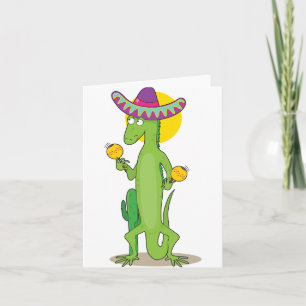 Iguane dans des cartes de note de sombrero