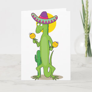 Iguane dans des cartes de voeux de sombrero