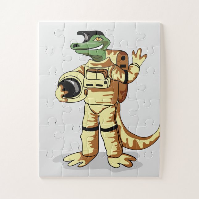 Iguanodon ist in einem Kosmonauten-Raum gekleidet. (Vertikal)