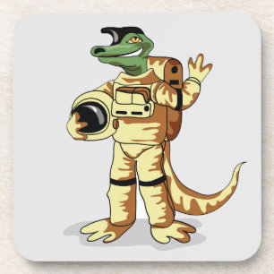 Iguanodon ist in einem Kosmonauten-Raum gekleidet. Getränkeuntersetzer