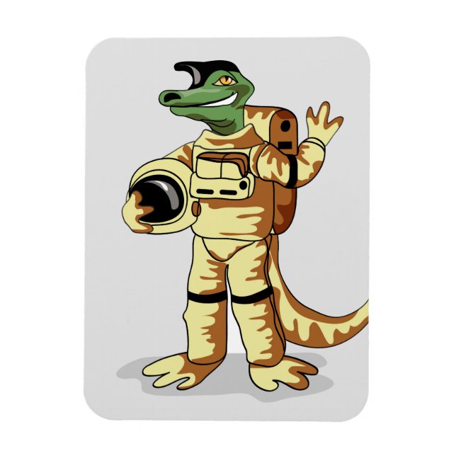 Iguanodon ist in einem Kosmonauten-Raum gekleidet. Magnet (Vertikal)