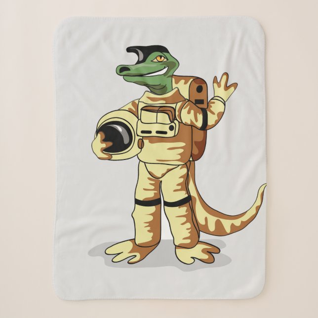Iguanodon ist in einem Kosmonauten-Raum gekleidet. Sherpadecke (Vorderseite)
