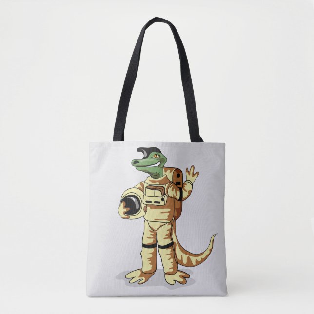 Iguanodon ist in einem Kosmonauten-Raum gekleidet. Tasche (Vorderseite)