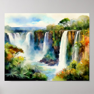Iguazu Falls Argentina Watercolor Poster