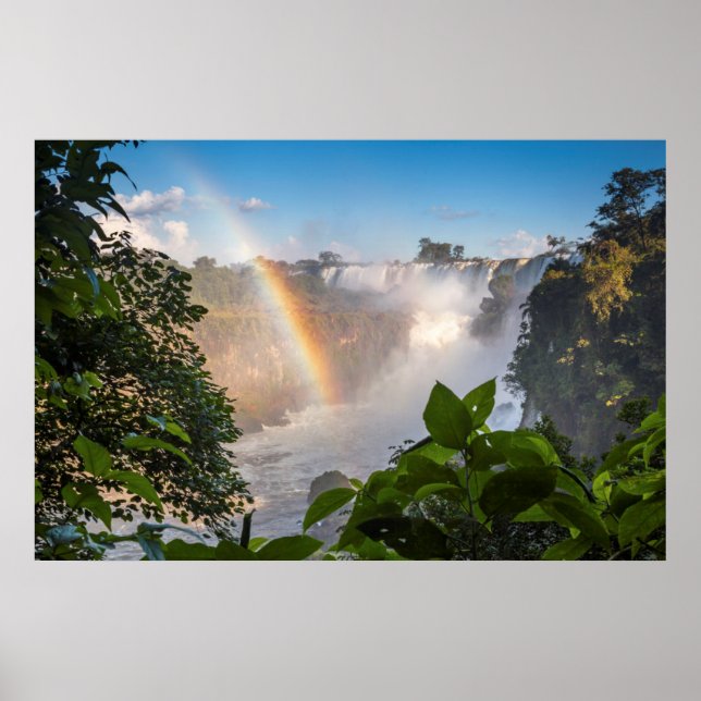 Iguazú Wasserfälle mit Regenbogen, Argentinien Poster (Vorne)