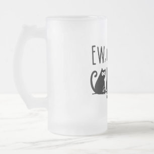Ih Leute Lustige Miauende Schwarze Katzen  Mattglas Bierglas