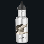 IHM IHN Falkenfalken Fierce Bird Edelstahlflasche<br><div class="desc">Diese fliegende Wanderfalke gefärbte Bleistiftkunst schmückt alle Seiten der Wasserflasche und passt sie mit Ihrem Namen oder Ihren Initialen an. Karo in meinem Shop für mehr Farben und andere passende Artikel wie T-Shirts,  Aufkleber und mehr!</div>
