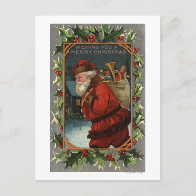 Ihnen ein fröhliches ChristmasSanta Marschieren Feiertagspostkarte (Vorderseite)