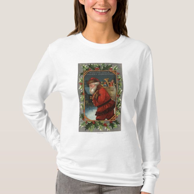 Ihnen ein fröhliches ChristmasSanta Marschieren T-Shirt (Vorderseite)