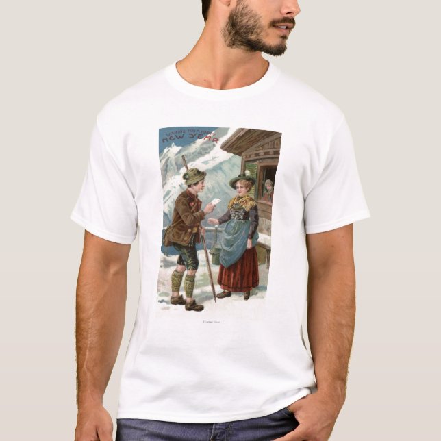 Ihnen eine glückliche neue YearMountain Szene T-Shirt (Vorderseite)