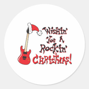 Ihnen eine Schwingweihnachtsgitarren-Einladung Runder Aufkleber