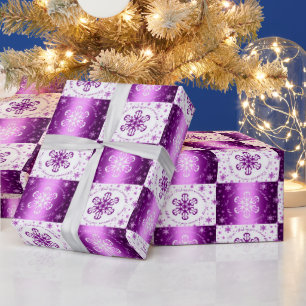 "Ihnen frohen Weihnachten wünschend" lila u. wei Geschenkpapier