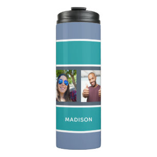 Ihr 4 FOTO & NAME Stripes Muster Tumbler Thermosbecher