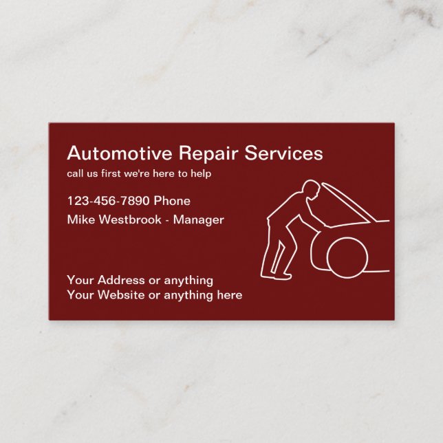 Ihr Auto- und Reparaturservice Visitenkarte (Vorderseite)